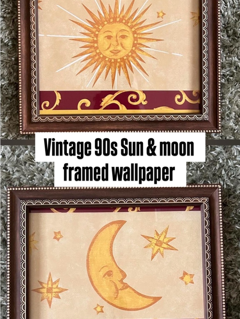 Vintage Sun & Moon Framed Wall Art -